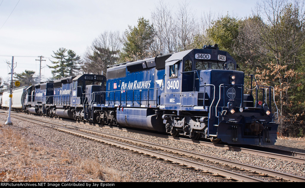 MEC 3400 leads EDPO (East Deerfield to Portland, ME) east at Patterson Road